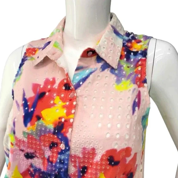 Trina Turk NWT Floral Print Eyelet Dress Womens Size 12 brand new - Picture 4 of 14